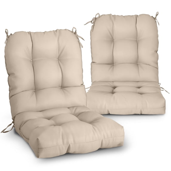 EAGLE PEAK Tufted Outdoor/Indoor Seat/Back Chair Cushion, Set of 2, 42 x 21 in, Beige