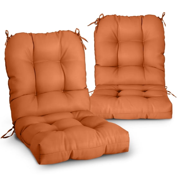EAGLE PEAK Tufted Outdoor/Indoor Seat/Back Chair Cushion, Set of 2, 42 x 21 in, Burnt Orange
