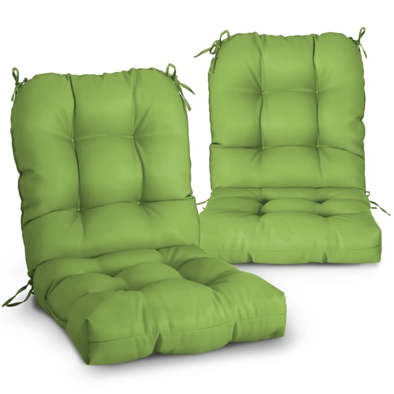 EAGLE PEAK Tufted Outdoor/Indoor Seat/Back Chair Cushion, Set of 2, 42 x 21 in,Dark Green