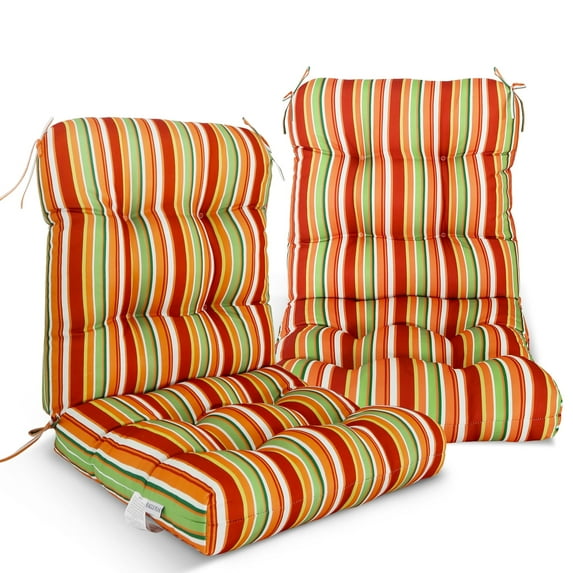 EAGLE PEAK Tufted Outdoor/Indoor Seat/Back Chair Cushion, Set of 2, 42 x 21 in,Dark Rainbow