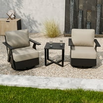 EAGLE PEAK Urban Slate 3 PCS Outdoor Bistro Set with Modern Swivel Rocking Chairs and Table, Black/Beige