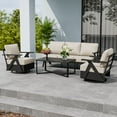 thumbnail image 1 of EAGLE PEAK Urban Slate 4 Piece Modern Outdoor Patio Furniture Set, Couch, Swivel Rocking Chairs, and Coffee Table, Black/Beige, 1 of 9