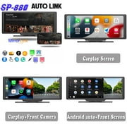 EAGLERICH 10" Touch Screen Potable Wireless Carplay Android Auto Car Radio Stereo With Rear Camera Car Bluetooth Multimedia Player Built-in HD Front Camera GPS FM/MP5/USB/AUX