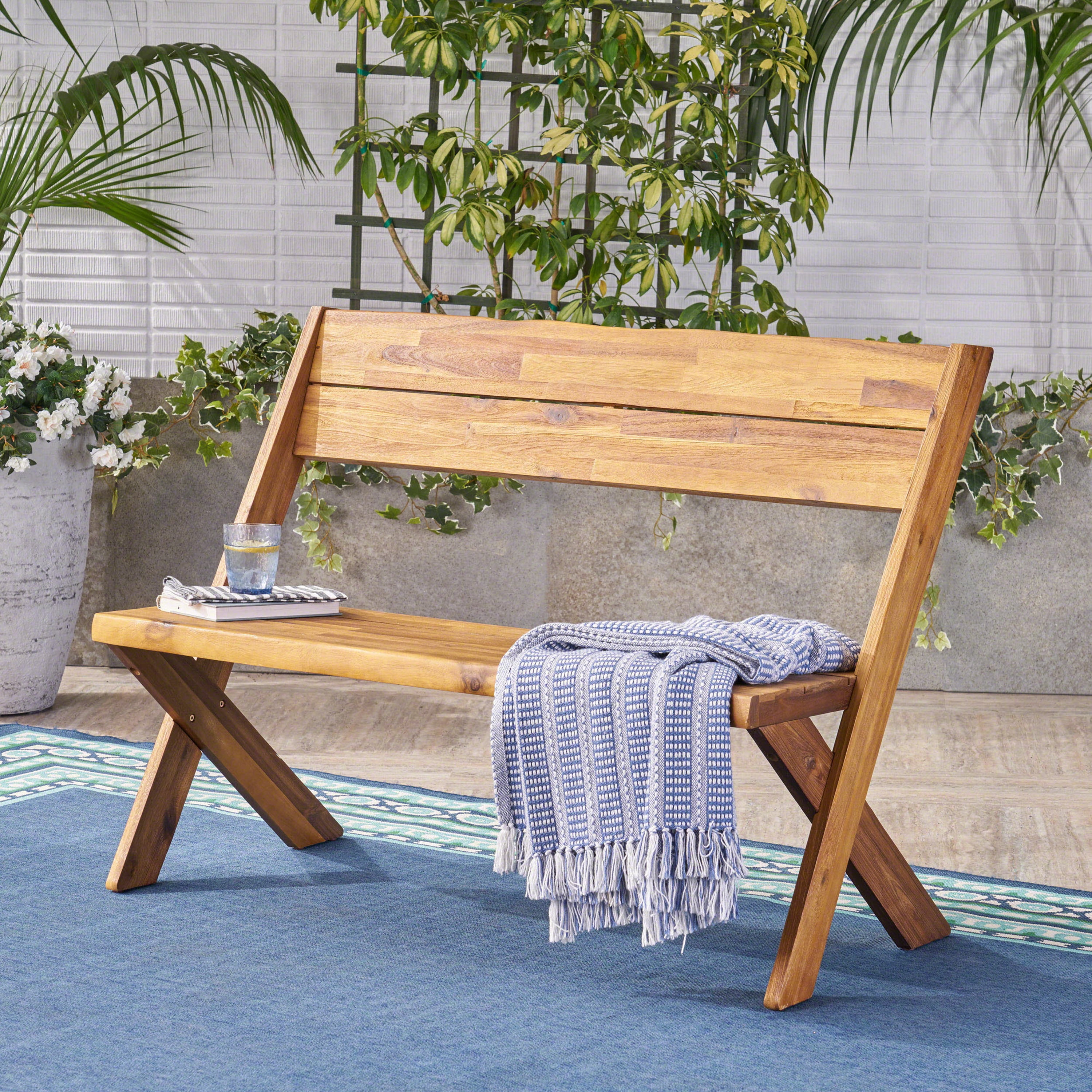 Material Bench EAGLEWOOD BENCH,one (1) Bench. Material: Acacia wood. Finish: Sandblast ...