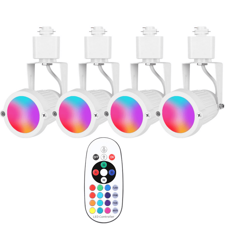 EAGLOD 12W RGB LED Track Light Heads Dimmable RGBW H Type Track Lighting Head for Accent Task Retail Art Party 120V Multicolor Spotlight Halo Type 4