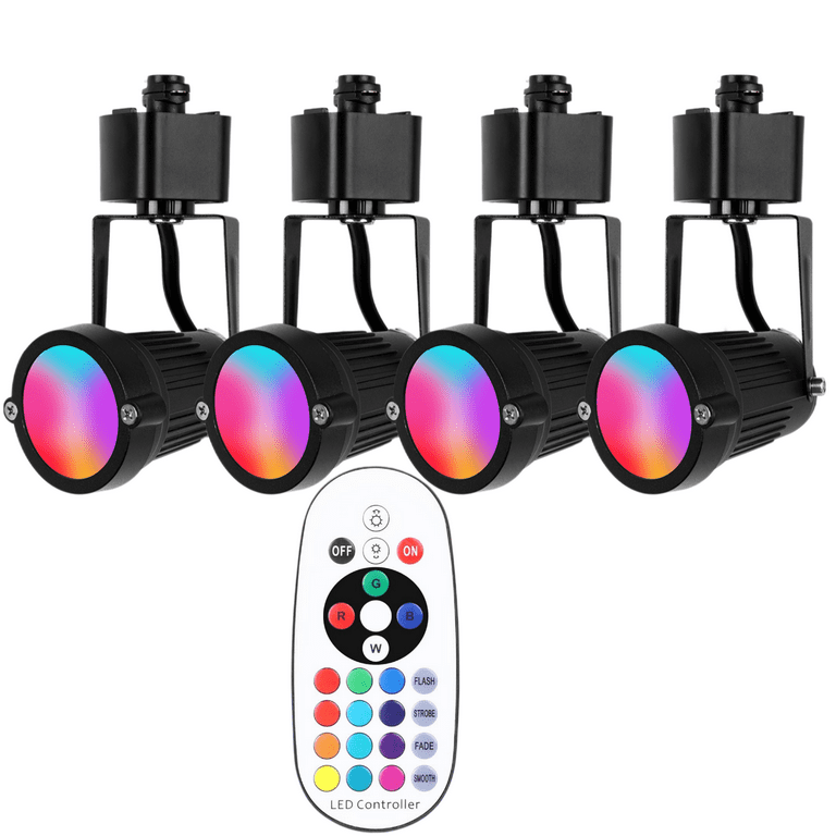 EAGLOD RGBW 12W LED Track Light Heads Black Dimmable Color Changing Track Lighting Head for Accent Task Retail Art Party Game Room H Type 120V