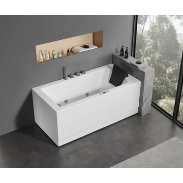EAGO AM154ETL-L5 5 ft Acrylic White Rectangular Whirlpool Bathtub w Fixtures