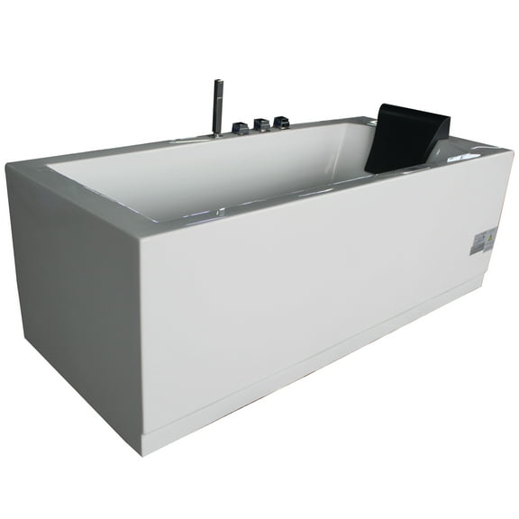 EAGO AM154ETL-L6 6 ft Acrylic White Rectangular Whirlpool Bathtub w Fixtures