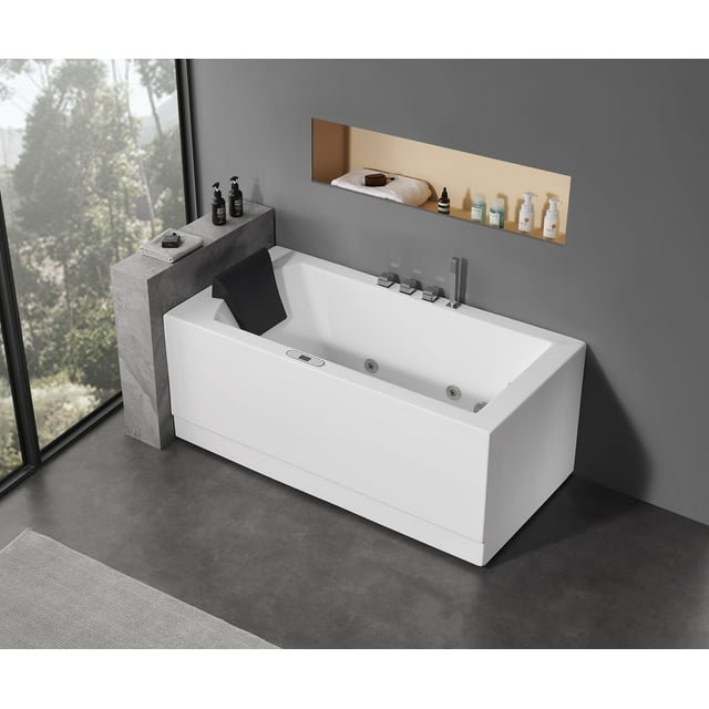 EAGO AM154ETL-R5 5 ft Acrylic White Rectangular Whirlpool Bathtub w Fixtures