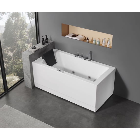 EAGO AM154ETL-R5 5 ft Acrylic White Rectangular Whirlpool Bathtub w Fixtures