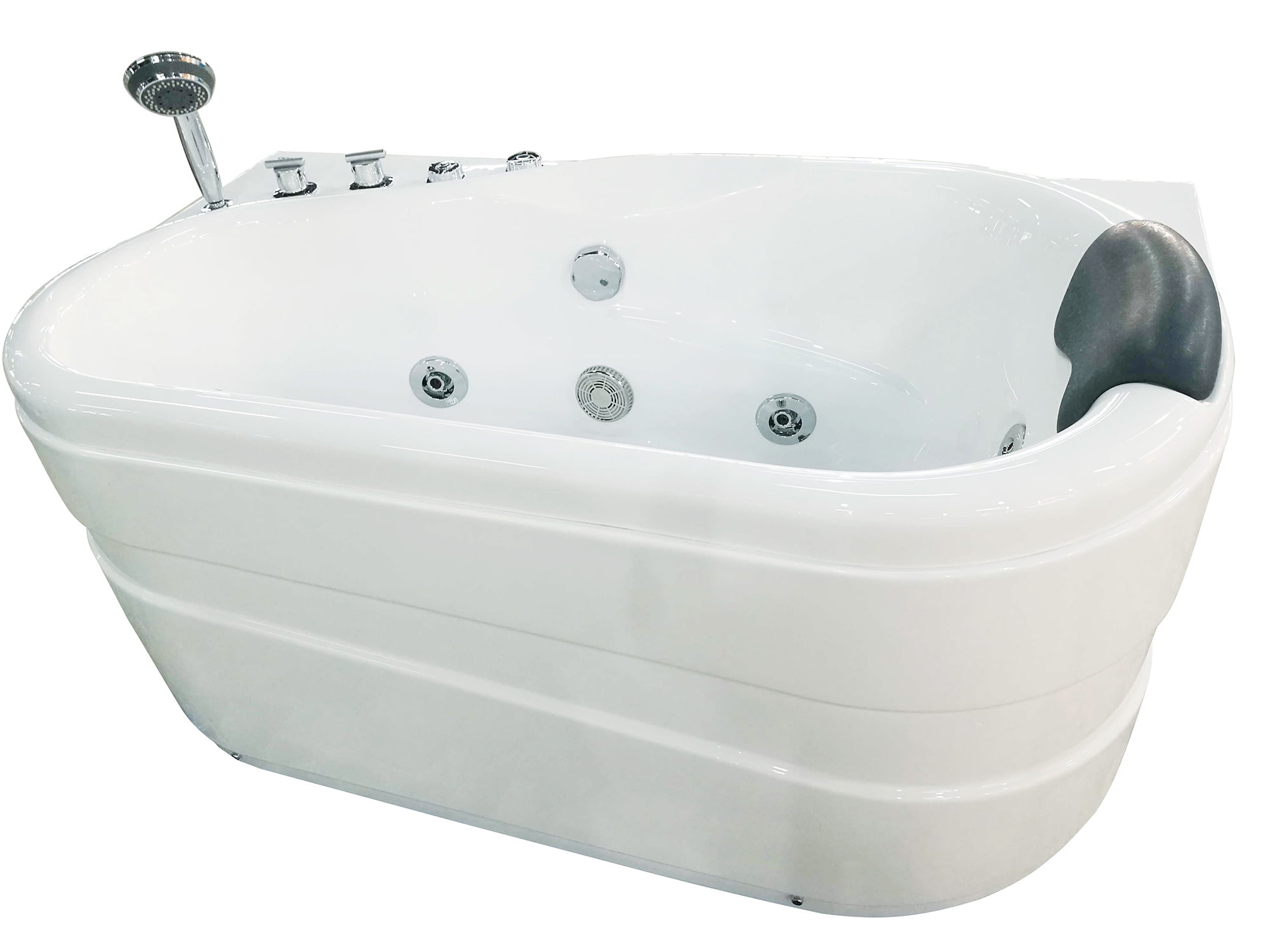 57'' White Acrylic Corner Whirlpool Bathtub with Faucet
