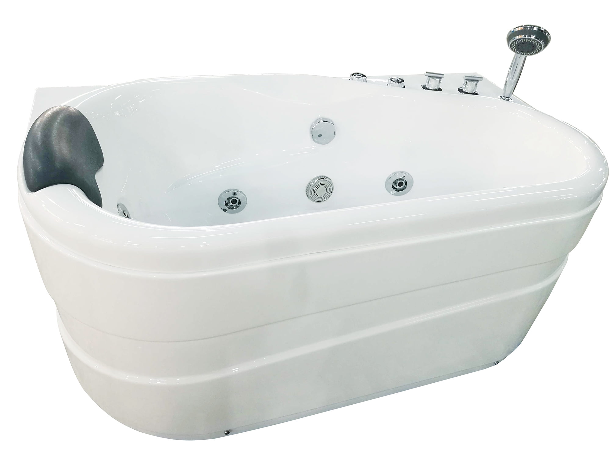 White Acrylic Corner Whirlpool Bathtub with Right Drain