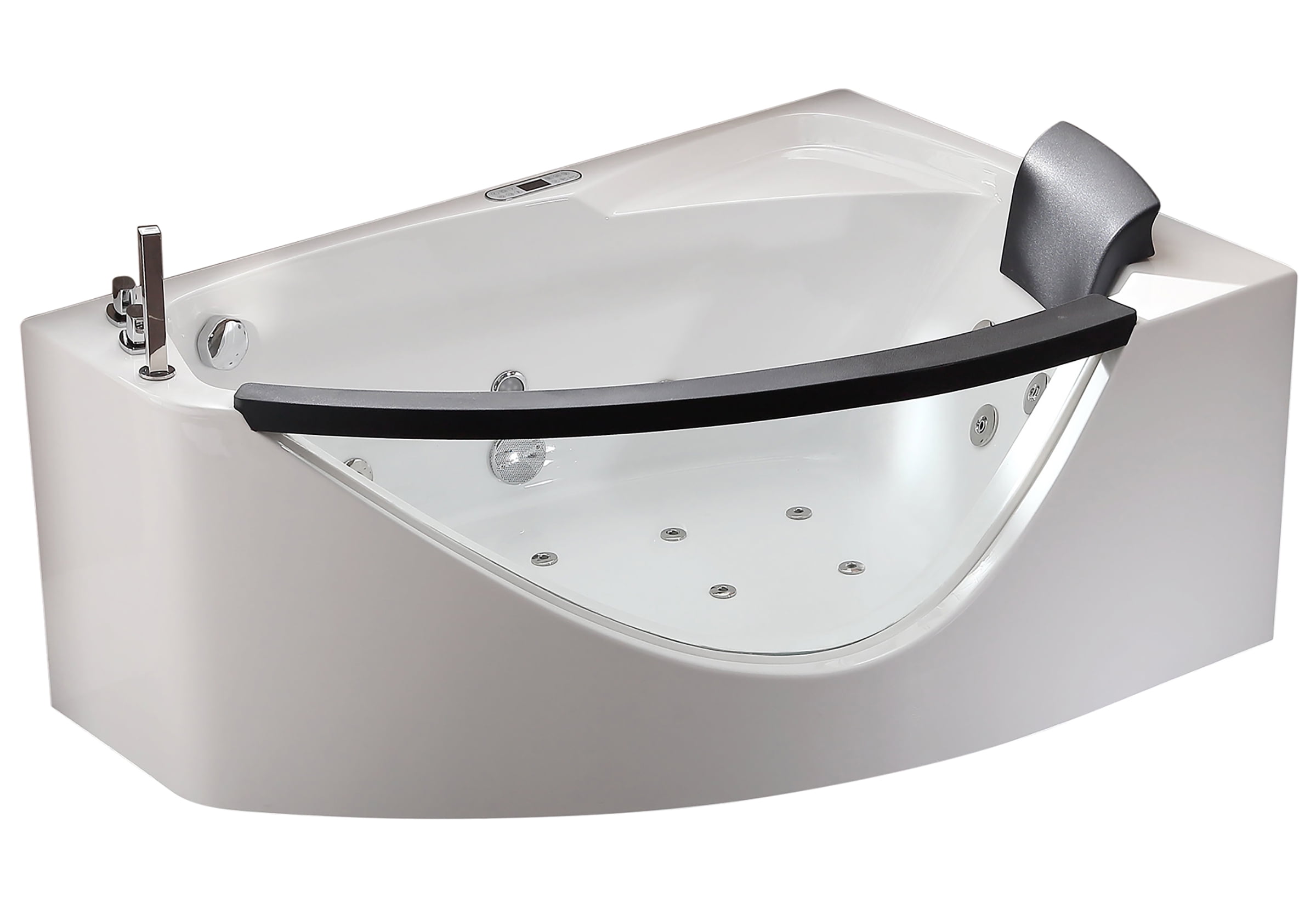 59'' White Acrylic Corner Whirlpool Bathtub with Glass Panel