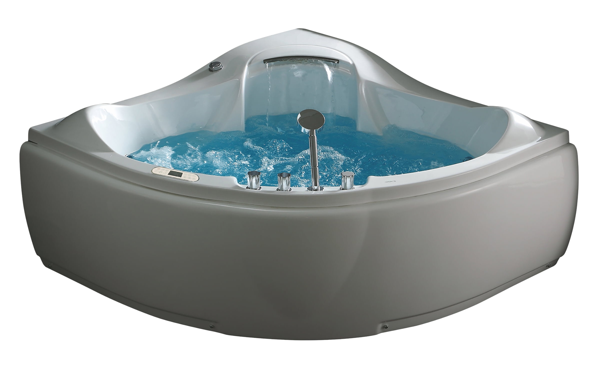 EAGO AM208ETL 5 ft Corner Acrylic White Waterfall Whirlpool Bathtub for