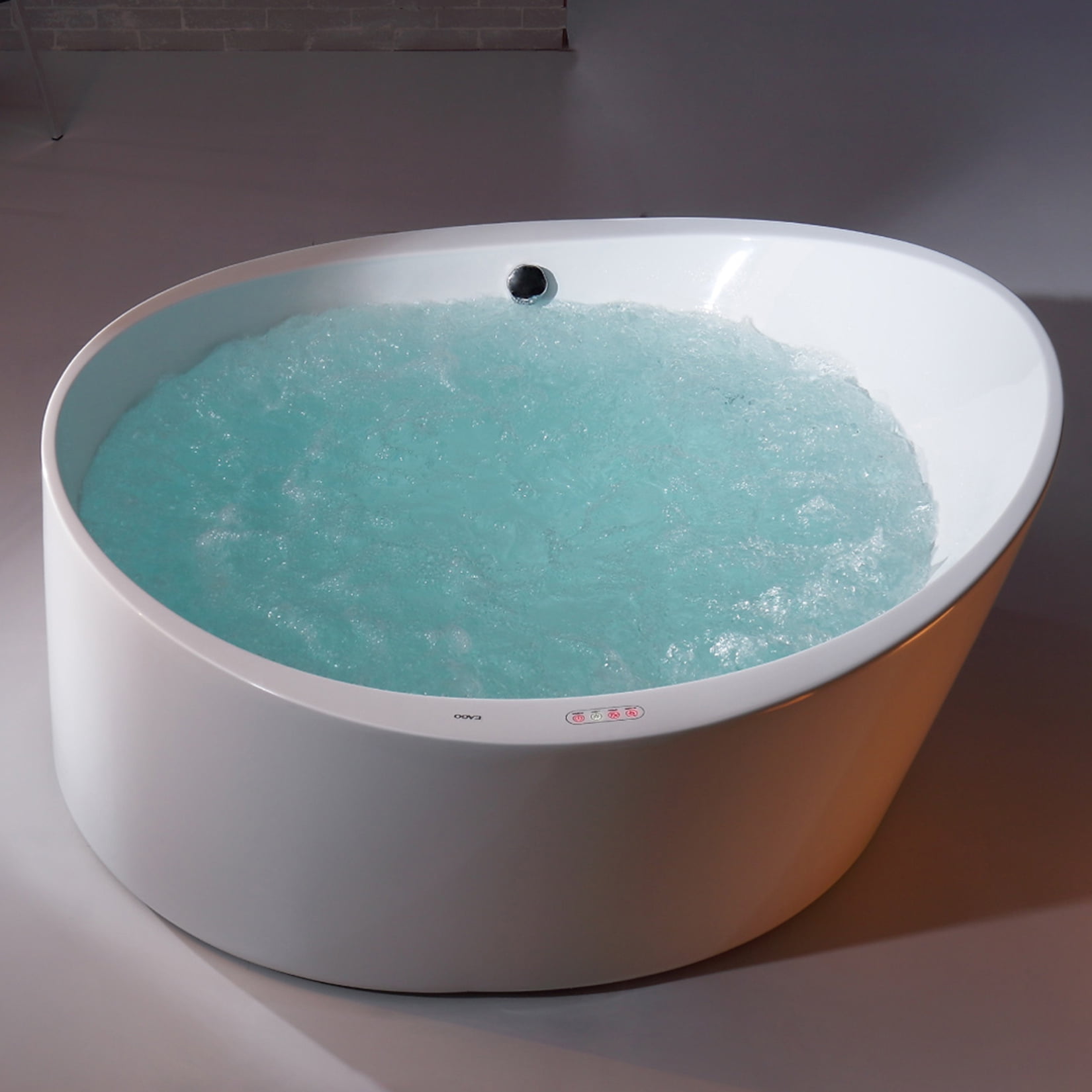 66'' Round White Acrylic Freestanding Air Bubble Bathtub