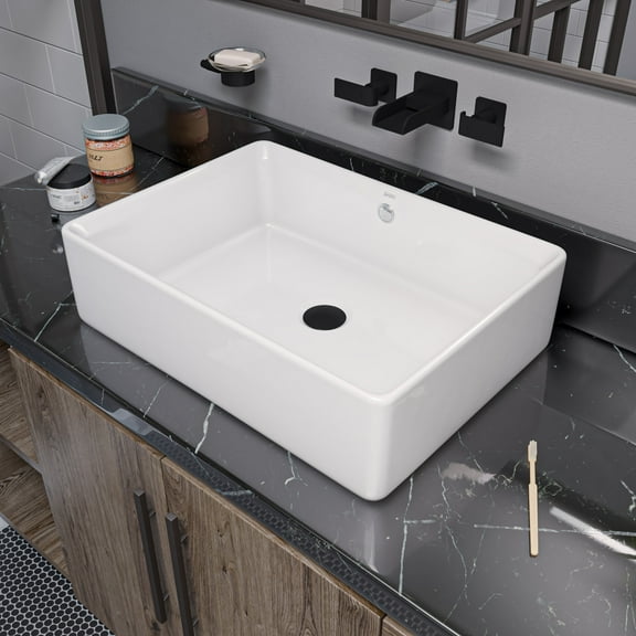 EAGO BA131 20" RECTANGULAR CERAMIC ABOVE MOUNT BASIN VESSEL SINK