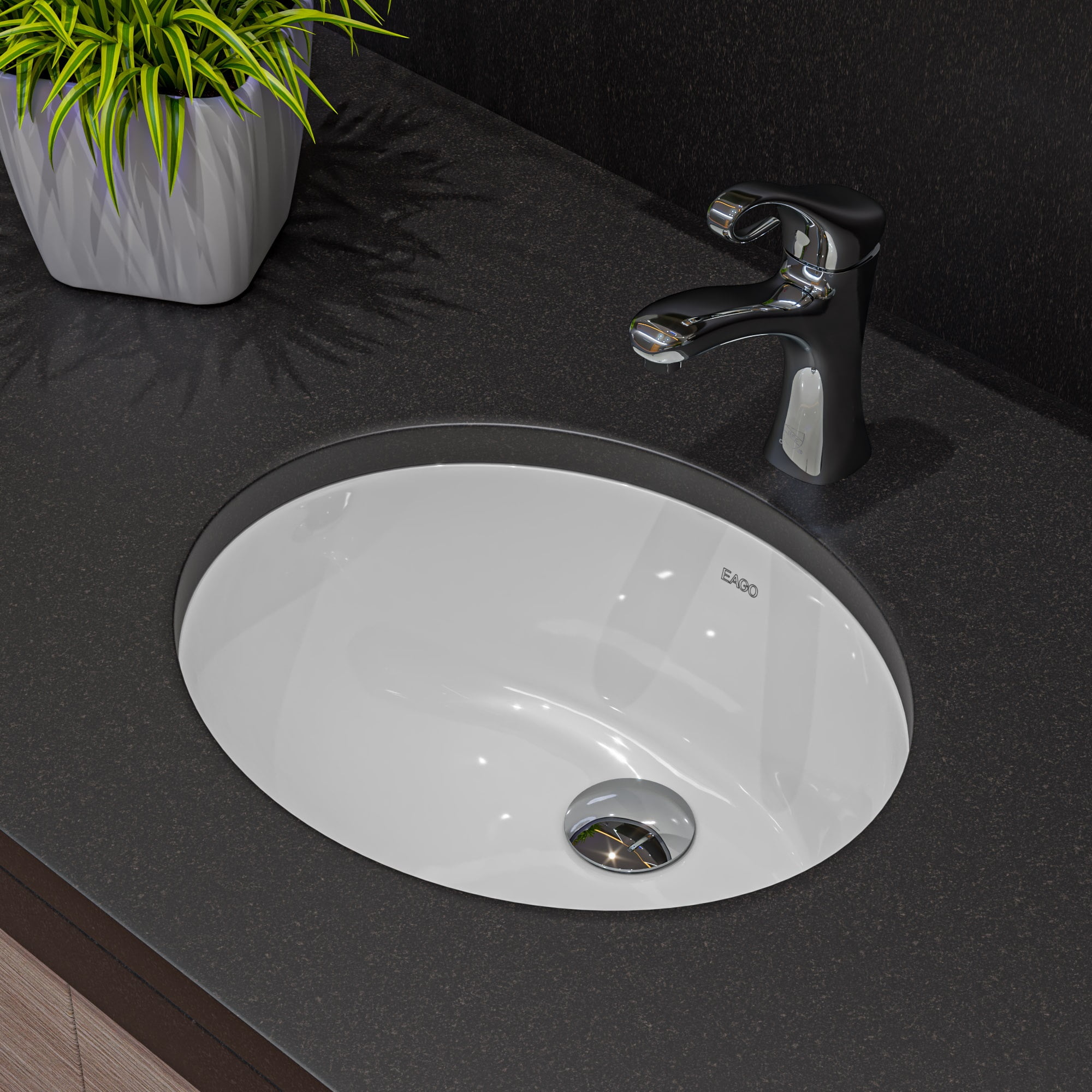EAGO 18'' White Ceramic Oval Undermount Bathroom Sink