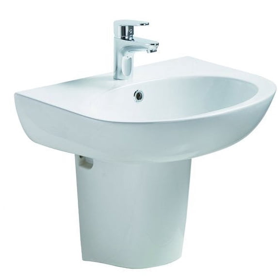 EAGO Ceramic 21'' Semi Pedestal Bathroom Sink with Overflow