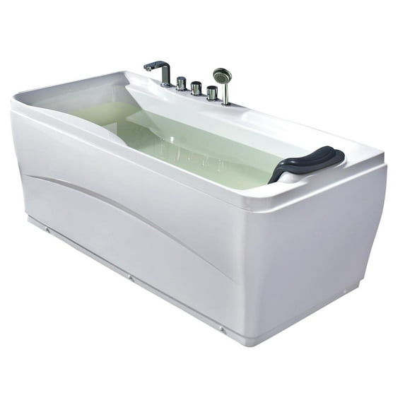 EAGO LK1102-L White Acrylic 63" Soaking Tub with Fixtures