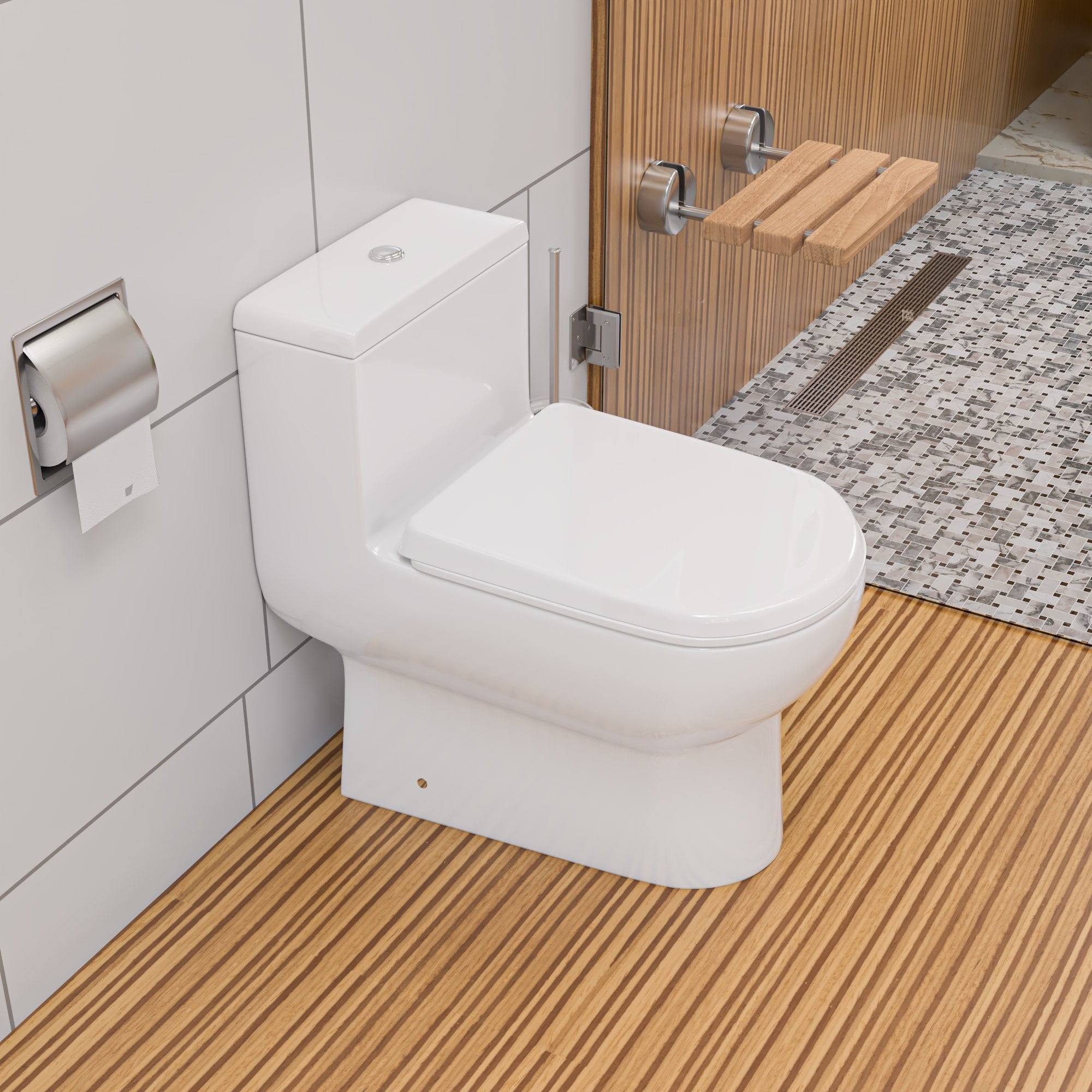 White High Efficiency Dual Flush One-Piece Toilet with Soft-Close Seat
