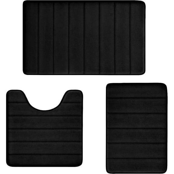 EAL Bathroom Rugs Memory Foam Bath Mat Set 3 Piece Non-Slip Bath Rugs,Absorbent Shaggy Rugs, Machine Wash,Perfect Plush Bathroom Mats,Bathroom Carpets Set with U-Shaped Toilet Rug-Living Rugs