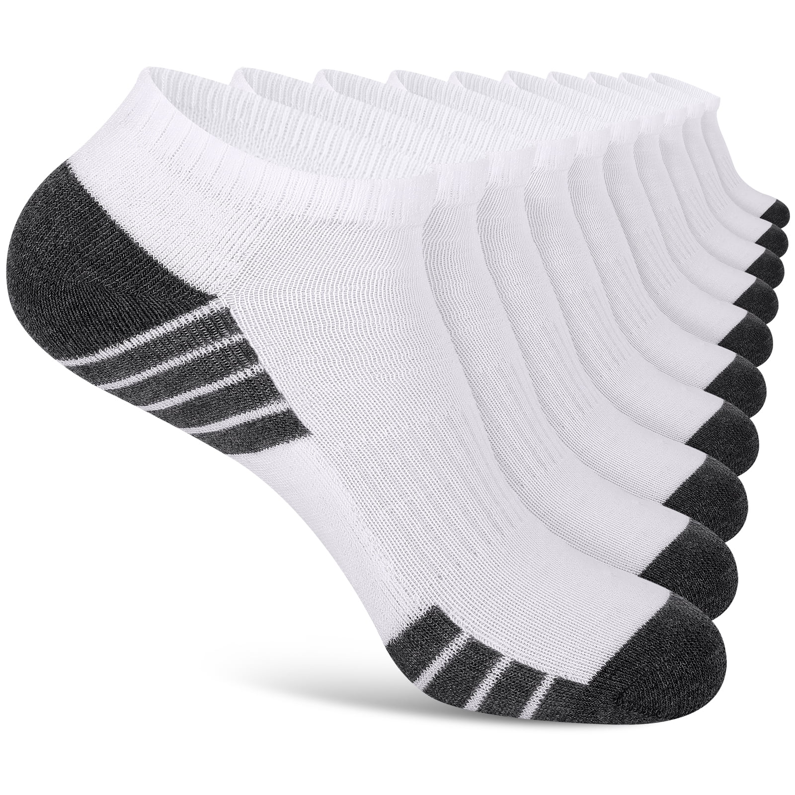 EALLCO 10 Pack Men's Ankle Socks Breathable Low Cut Light Weight Socks ...