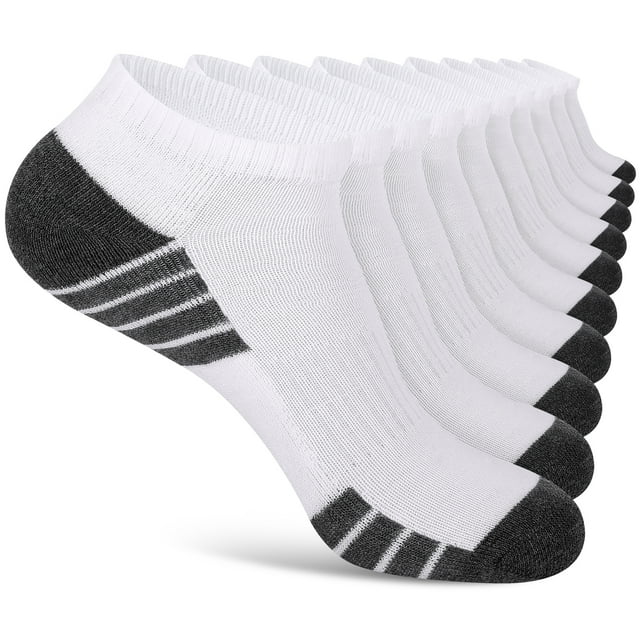 EALLCO 10 Pack Men's Ankle Socks Breathable Low Cut Light Weight Socks