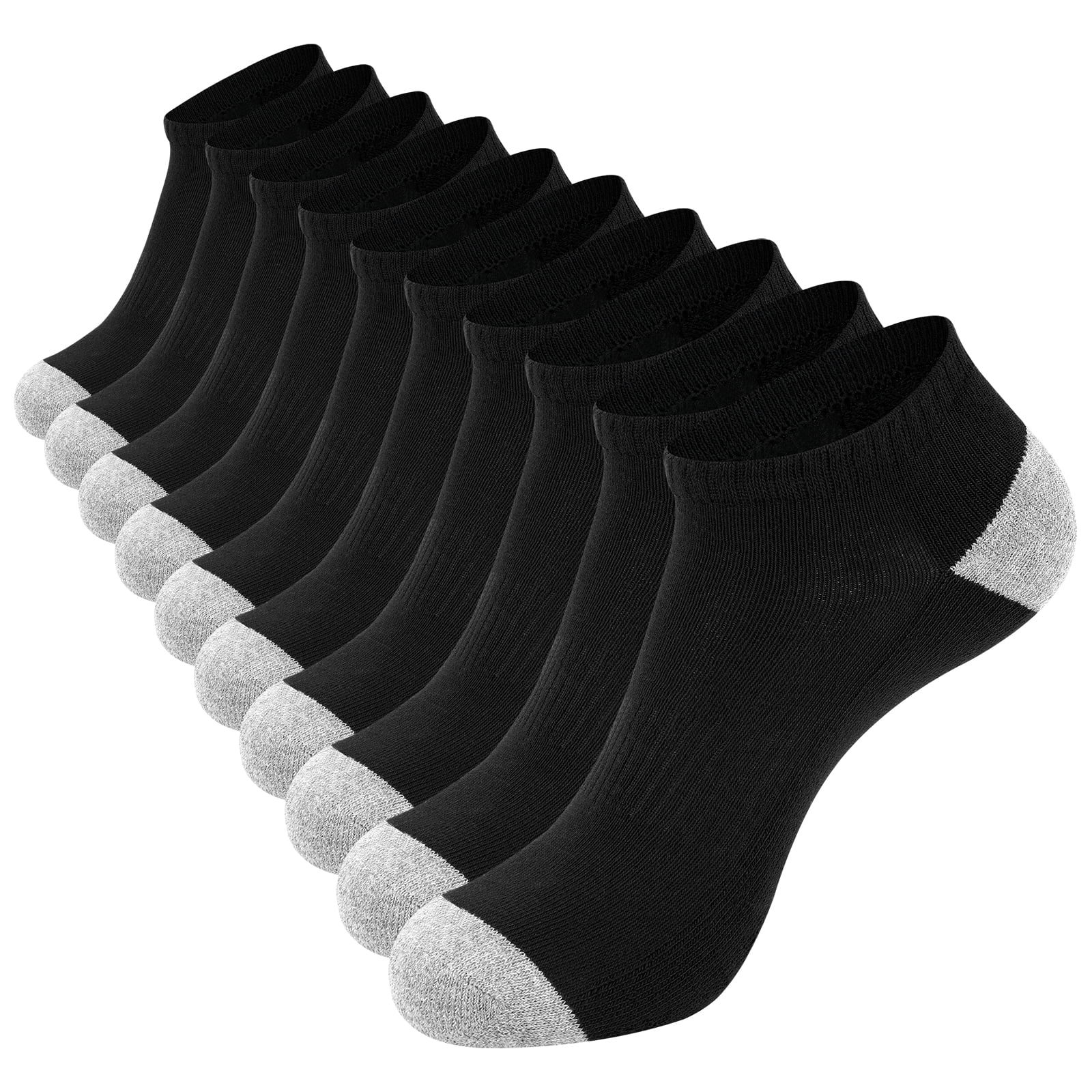 EALLCO 10 Pack Men's Breathable Low Cut Socks Ankle No Show Work Socks ...