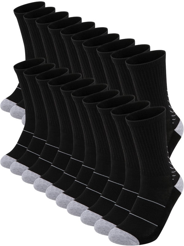 Kids Athletic Crew Socks 15 Pairs - Boys Girls Running Socks In Black, White, Grey For Ages 3-12