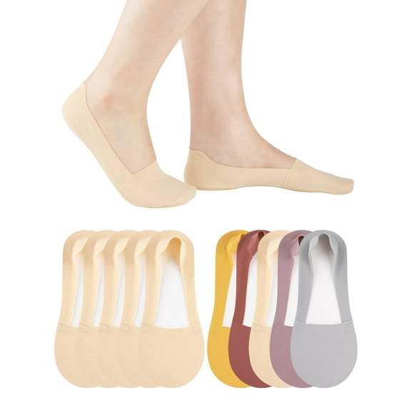 EALLCO 10 pairs Womens No Show Socks Low cut Invisible Non Slip Thin Silk Socks for Women