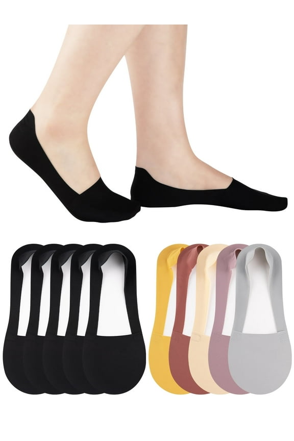 10 pairs Womens No Show Socks Low cut Invisible Non Slip Thin Silk Socks for Women