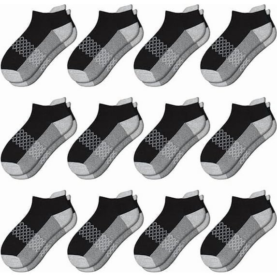 EALLCO Kids Socks 12 Pairs Ankle Athletic Socks Half Cushioned Socks with Low Cut Tab for Boys Girls S Size