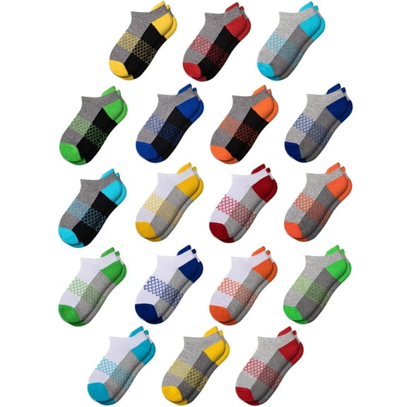 EALLCO Kids Socks 18 Pairs Boys & Girls Ankle Lightweight Socks Breathable Child Socks