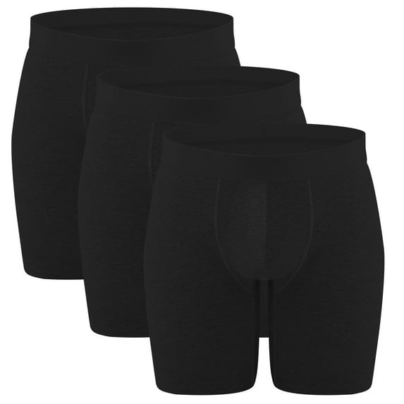 EALLCO Men's Underwear Boxer Briefs Cotton Stretch Comfortable Long Underwear Trunks (3 Pieces)