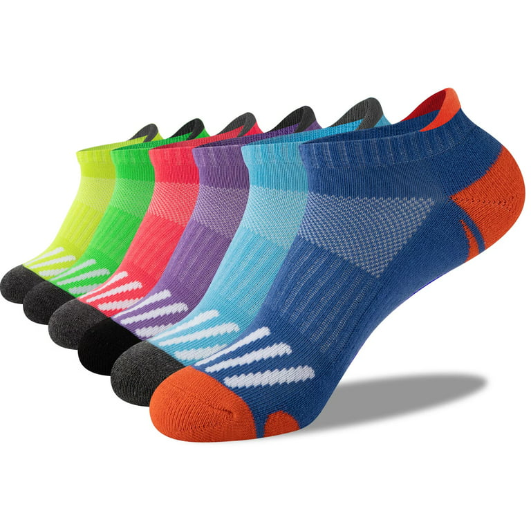 CELERSPORT 6 Pack Men's Ankle Socks with Cushion, Sport Athletic Running Socks, Black, Large