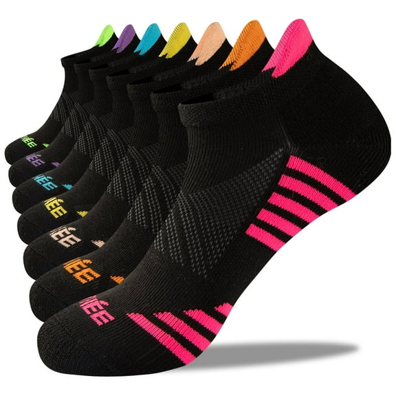 EALLCO Womens Athletic Ankle Socks Women Low Cut Cushioned Socks 7 Pairs