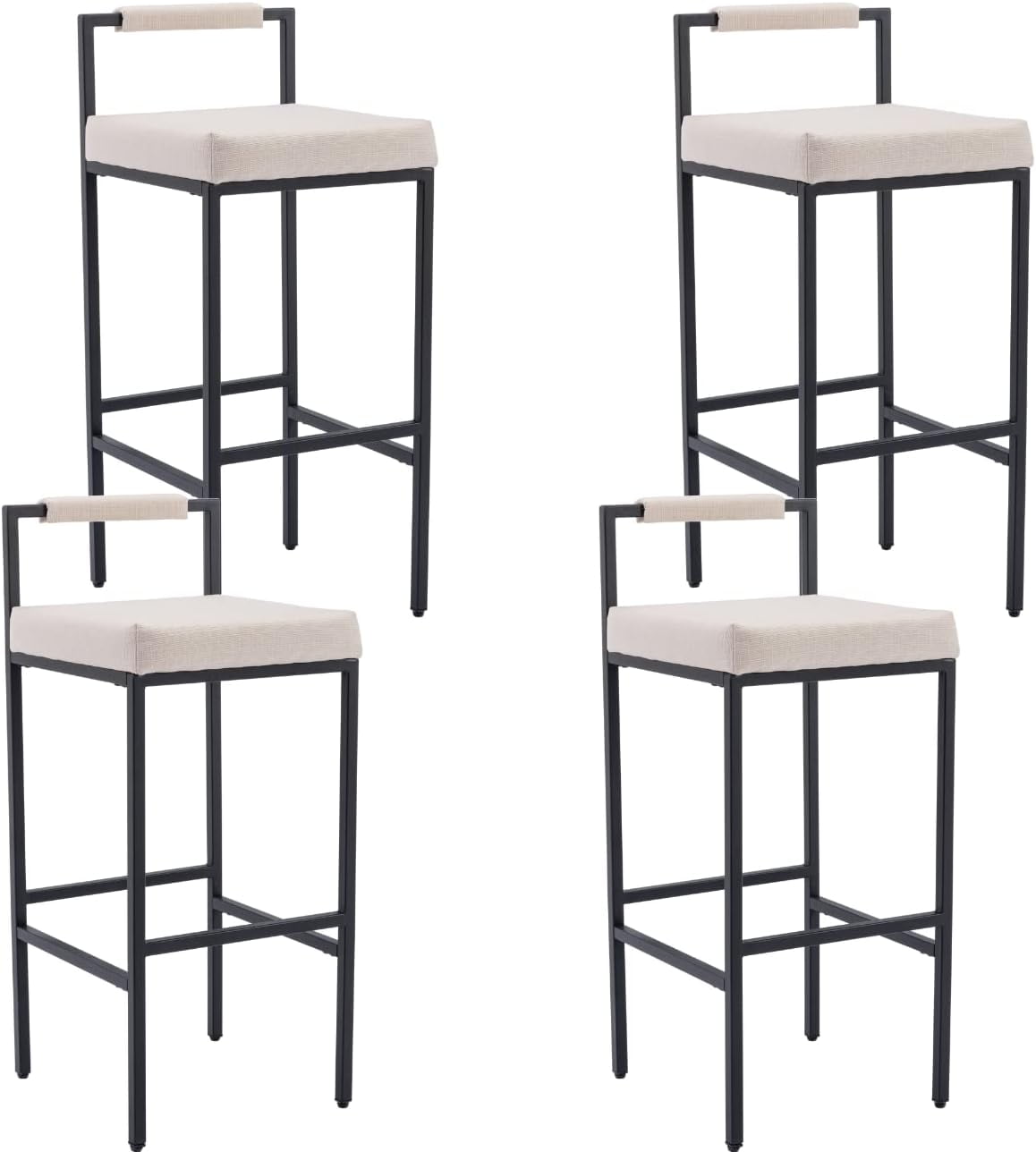 EALSON Modern Bar Stools Set of 4 Leather Upholstered Bar Height ...
