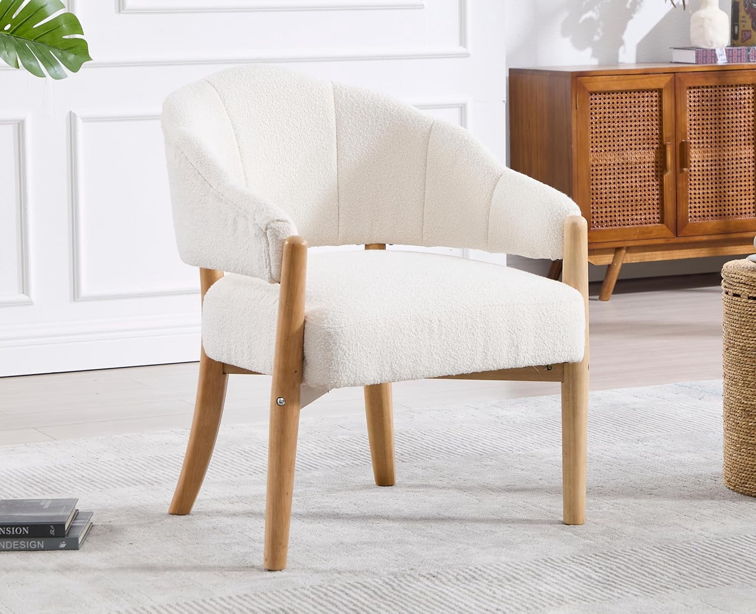 EALSON Modern Barrel Accent Chair Boho Boucle Living Room Arm Chair ...