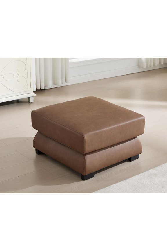 Modular Ottoman Convertible Sofa Bed Faux Leather Sectional Couch Part Ottoman with Removable Cover Brown