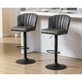thumbnail image 1 of EALSON Swivel Counter Height Bar Stools Set of 2 Modern Adjustable Bar Chairs with Back Leather Upholstered Barstools with Metal Base Comfortable Island Chairs for Kitchen Counter/Pub, Grey, 1 of 7