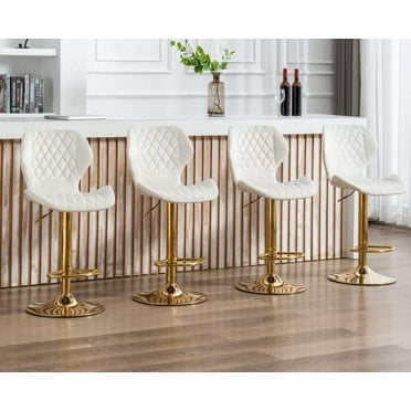 EALSON Velvet Bar Stools Set of 2 Counter Height Barstools with Back Swivel Bar Chairs with Gold Base Modern Adjustable Kitchen Island Stools for Home Bar/Dining Room, Black