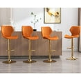 thumbnail image 1 of EALSON Velvet Bar Stools Set of 4 Counter Height Barstools with Back Swivel Bar Chairs with Gold Base Modern Adjustable Kitchen Island Stools for Home Bar/Dining Room, Orange, 1 of 14