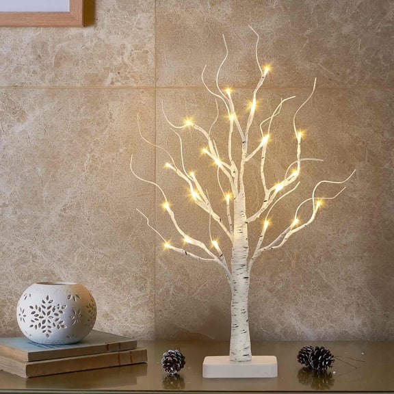 EAMBRITE Birch Tree with Led Lights, Christmas Decorations for Home Indoor with Timer, Lighted Mini Small Artificial Lamp Prelit Twig Tree Battery Operated for Xmas Table Centerpiece Party Decor
