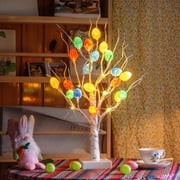 EAMBRITE Easter Tree for The Home, 22in 24 LED Egg Tree with Lights, Lighted Easter Decor, USB and Battery Powered, 6H/18H Timer