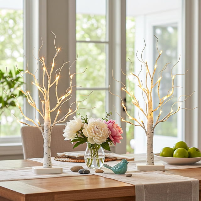 EAMBRITE Lighted Birch Tree with Led Lights, White Christmas Tree 2Pack ...
