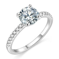 EAMTI 1.25CT 925 Sterling Silver Engagement Rings Round Cut Solitaire Cubic Zirconia CZ Wedding Promise Rings for Her Wedding Bands for Women Size 7