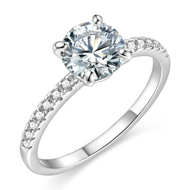 EAMTI 1.25CT 925 Sterling Silver Engagement Rings Round Cut Solitaire Cubic Zirconia CZ Wedding Promise Rings for Her Wedding Bands for Women Size 7