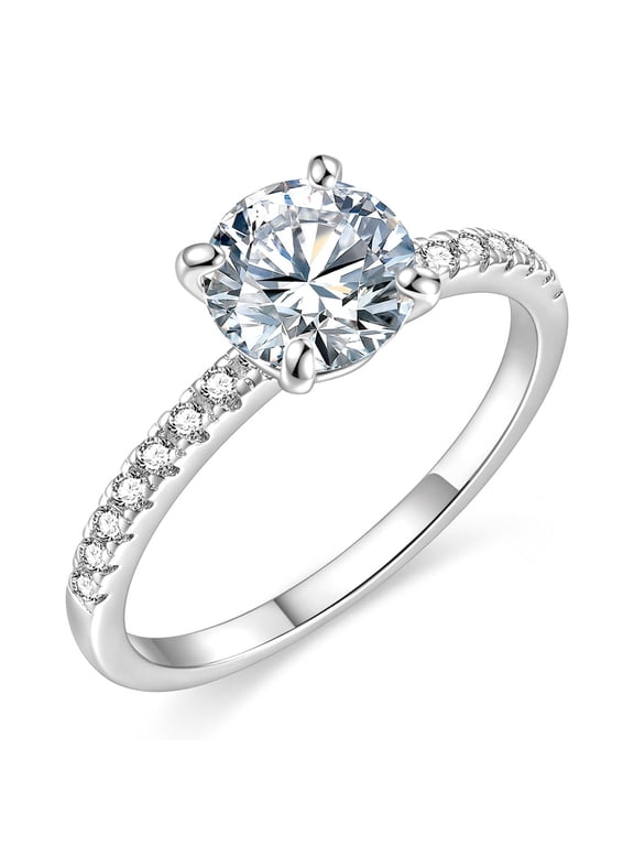 1.25CT 925 Sterling Silver Engagement Rings Round Cut Solitaire Cubic Zirconia CZ Wedding Promise Rings for Her Wedding Bands for Women Size 7
