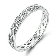 MONKTON EAMTI Celtic Knot 925 Sterling Silver Wedding Ring, 4mm, Comfort Fit, Includes Ring Box