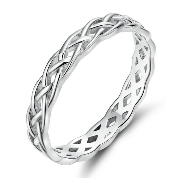 EAMTI Celtic Knot 925 Sterling Silver Wedding Ring, 4mm, Comfort Fit, Includes Ring Box
